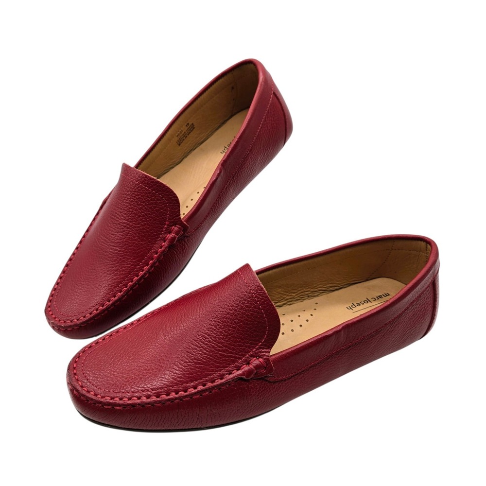 MJNY by Marc Joseph Red Leather Slip-On Loafers Shoes womens size 10 New